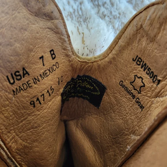 J.B Dillon JBW5001 Western Cowgirl Boot Brown Goat Leather | Women's Size 7B - Picture 10 of 11